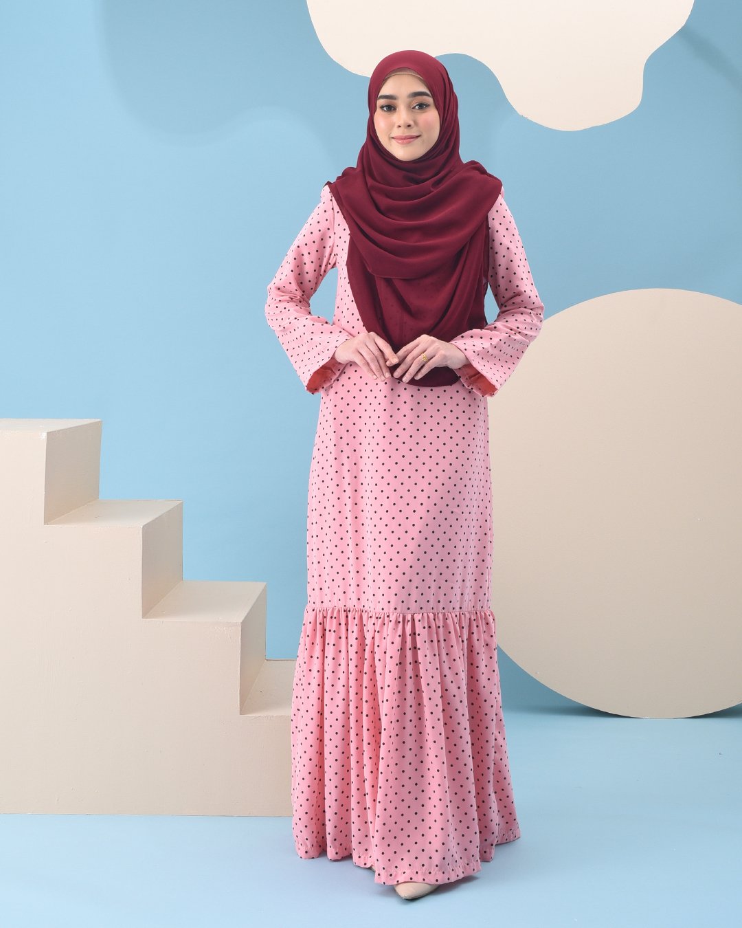Abaya Ruffle Anita - Baby Pink