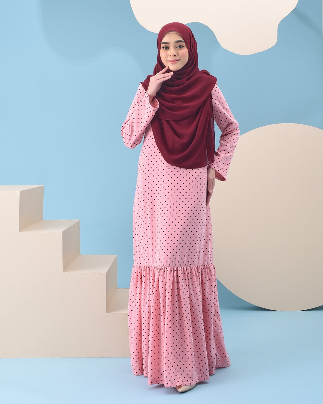Abaya Ruffle Anita - Baby Pink