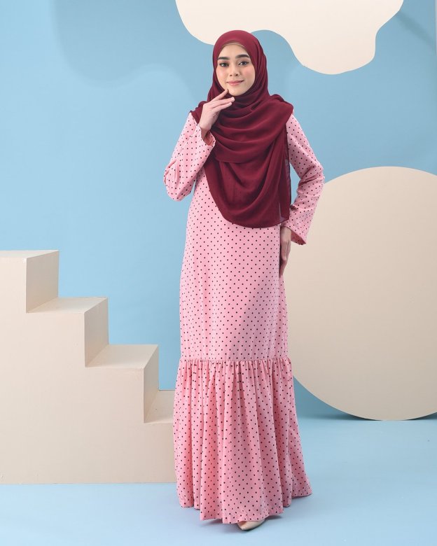 Abaya Ruffle Anita - Baby Pink