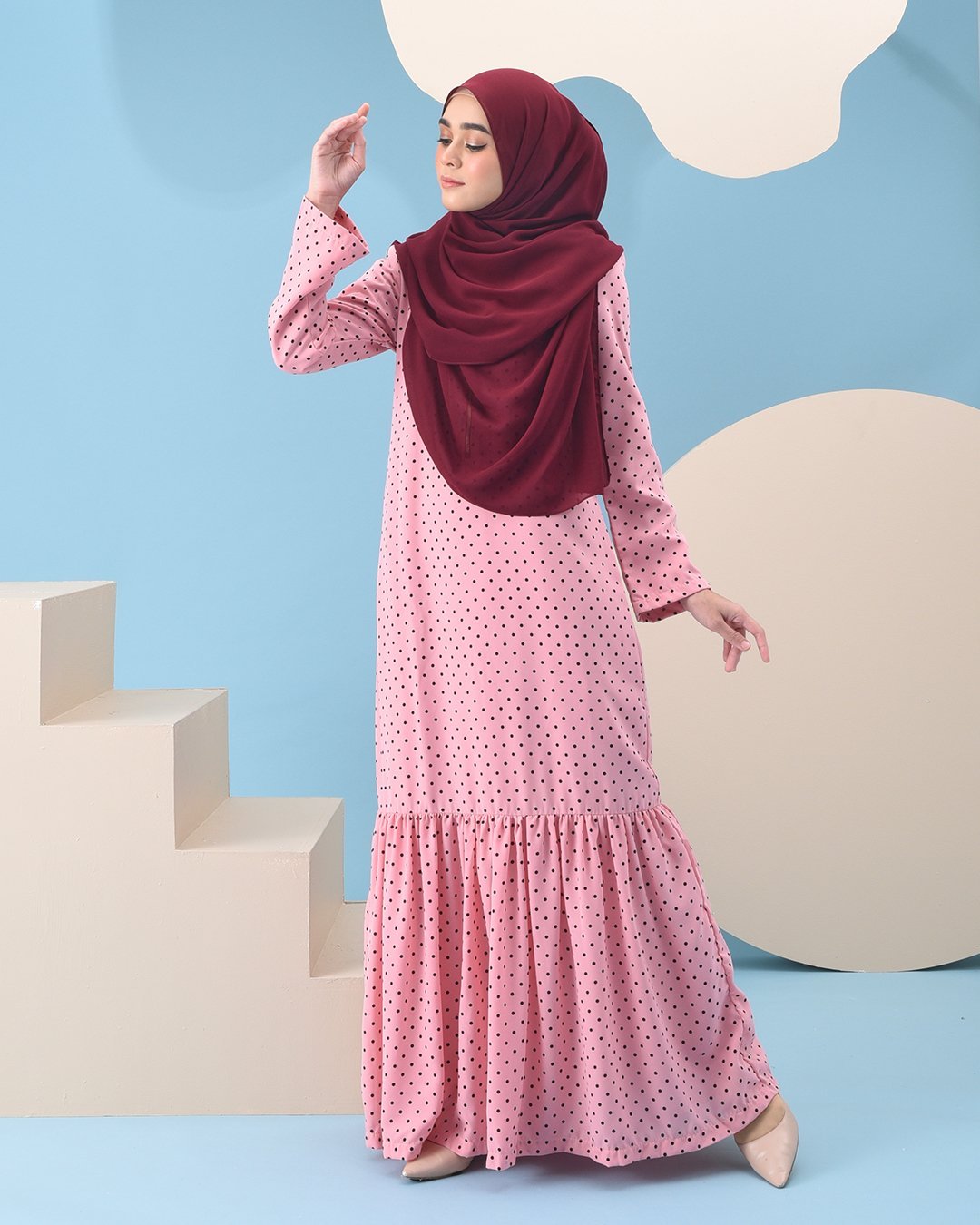 Abaya Ruffle Anita - Baby Pink