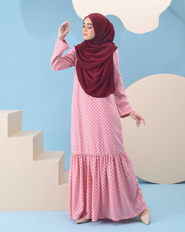 Abaya Ruffle Anita - Baby Pink