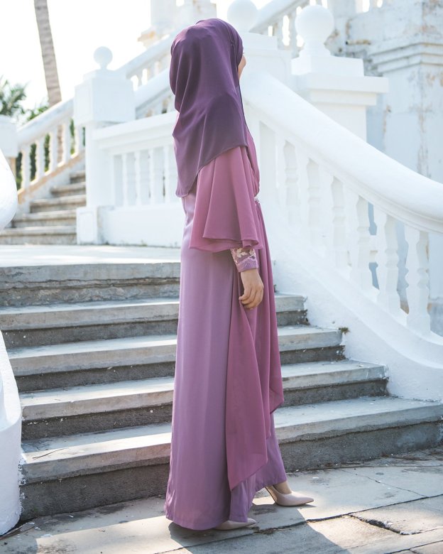 Abaya Lace Chiffon Azira - Purple
