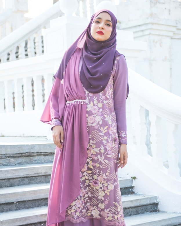 Abaya Lace Chiffon Azira - Purple