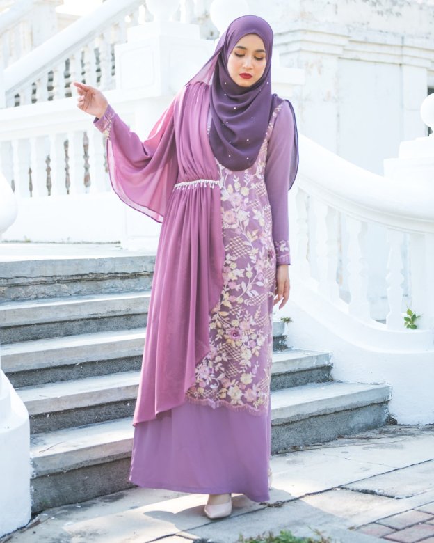 Abaya Lace Chiffon Azira - Purple