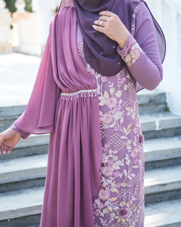 Abaya Lace Chiffon Azira - Purple