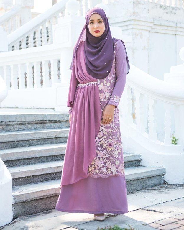 Abaya Lace Chiffon Azira - Purple