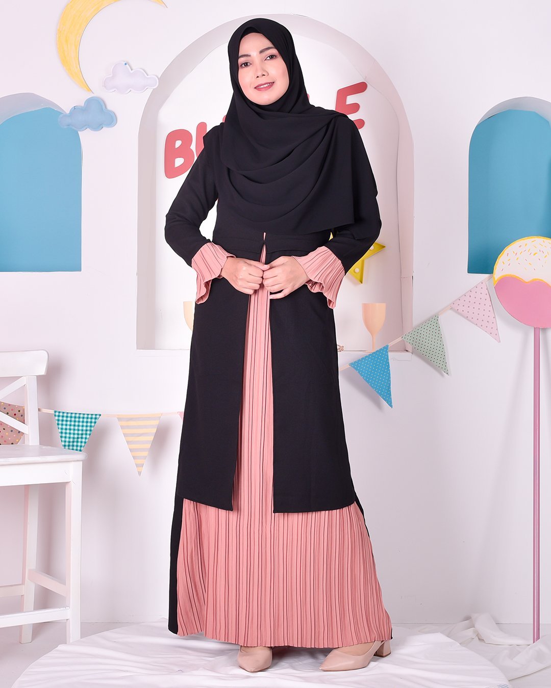 Abaya Camila Pleated - Chic Black