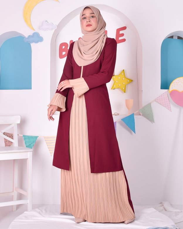 Abaya Camila Pleated - Red Velvet