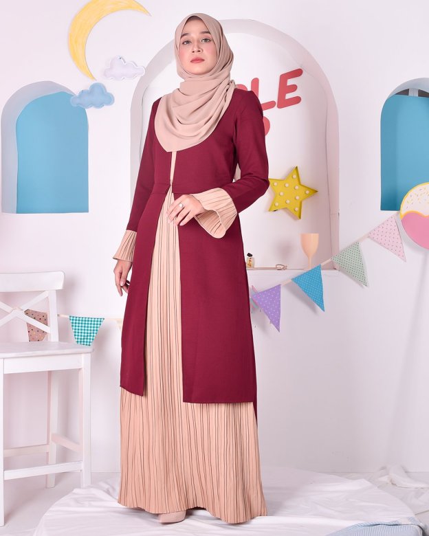 Abaya Camila Pleated - Red Velvet