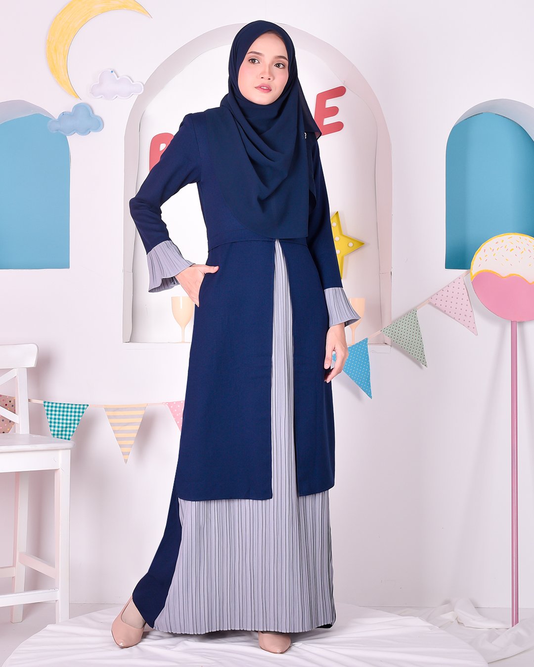 Abaya Camila Pleated - Salvatore Blue
