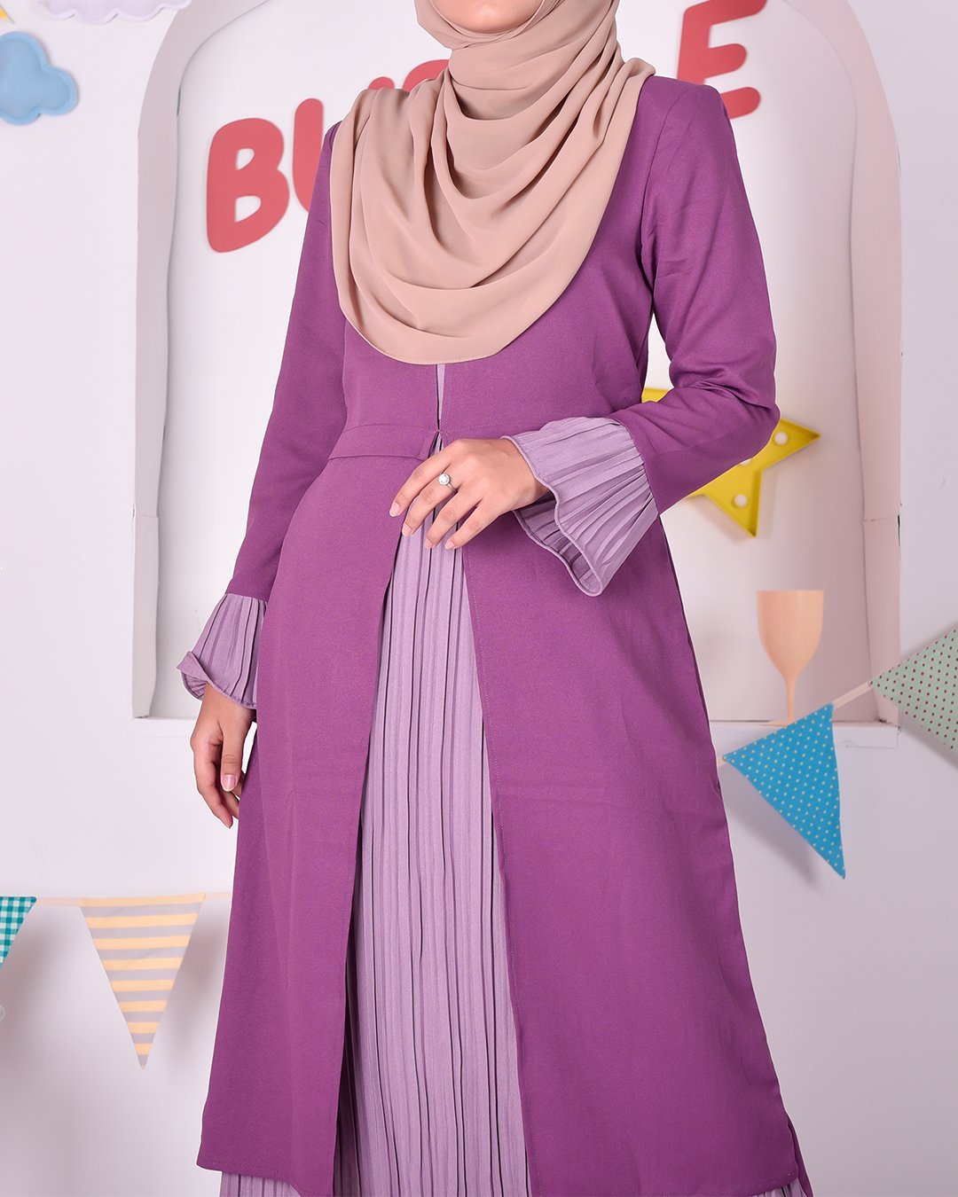 Abaya Camila Pleated - Violet Purple