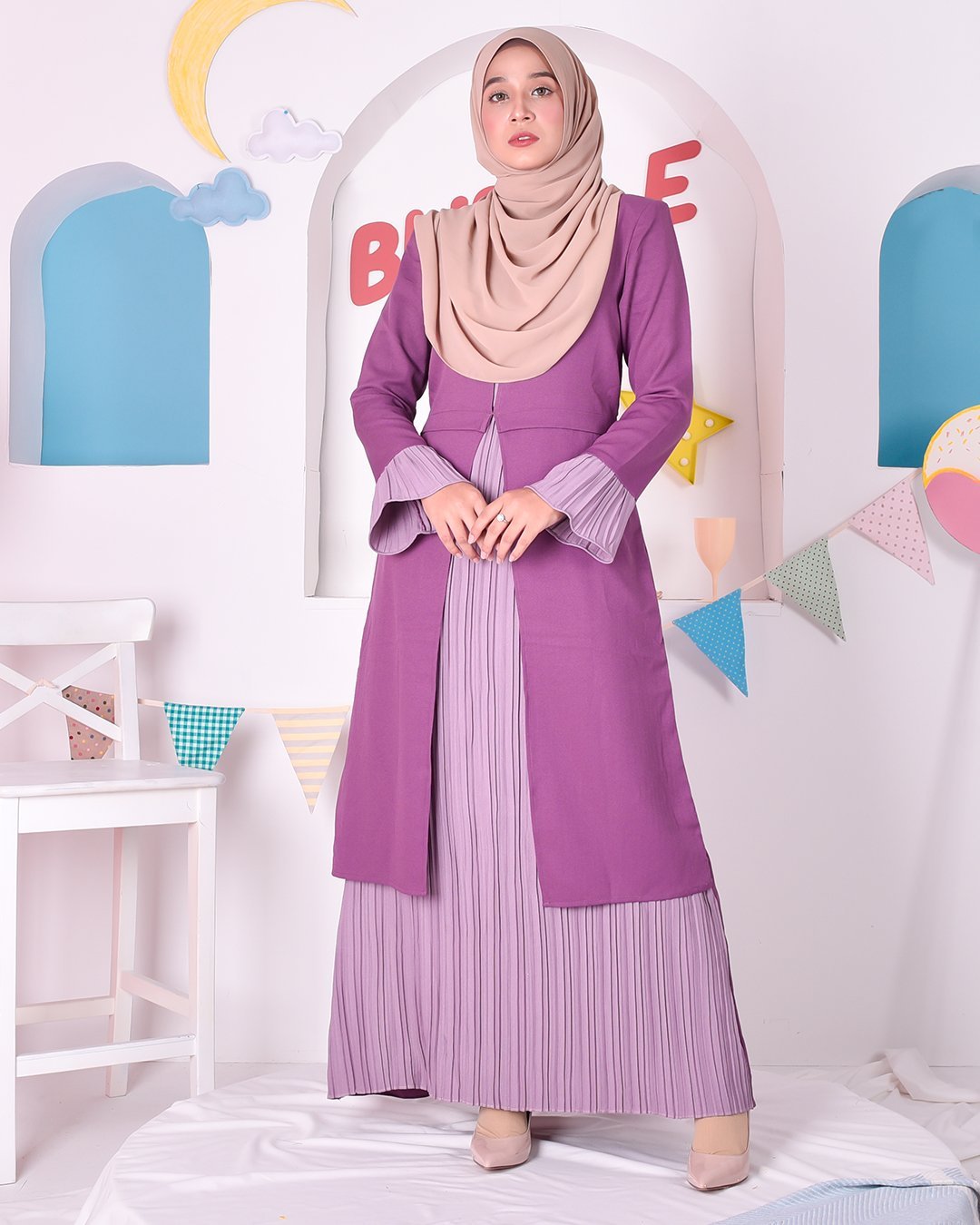 Abaya Camila Pleated - Violet Purple