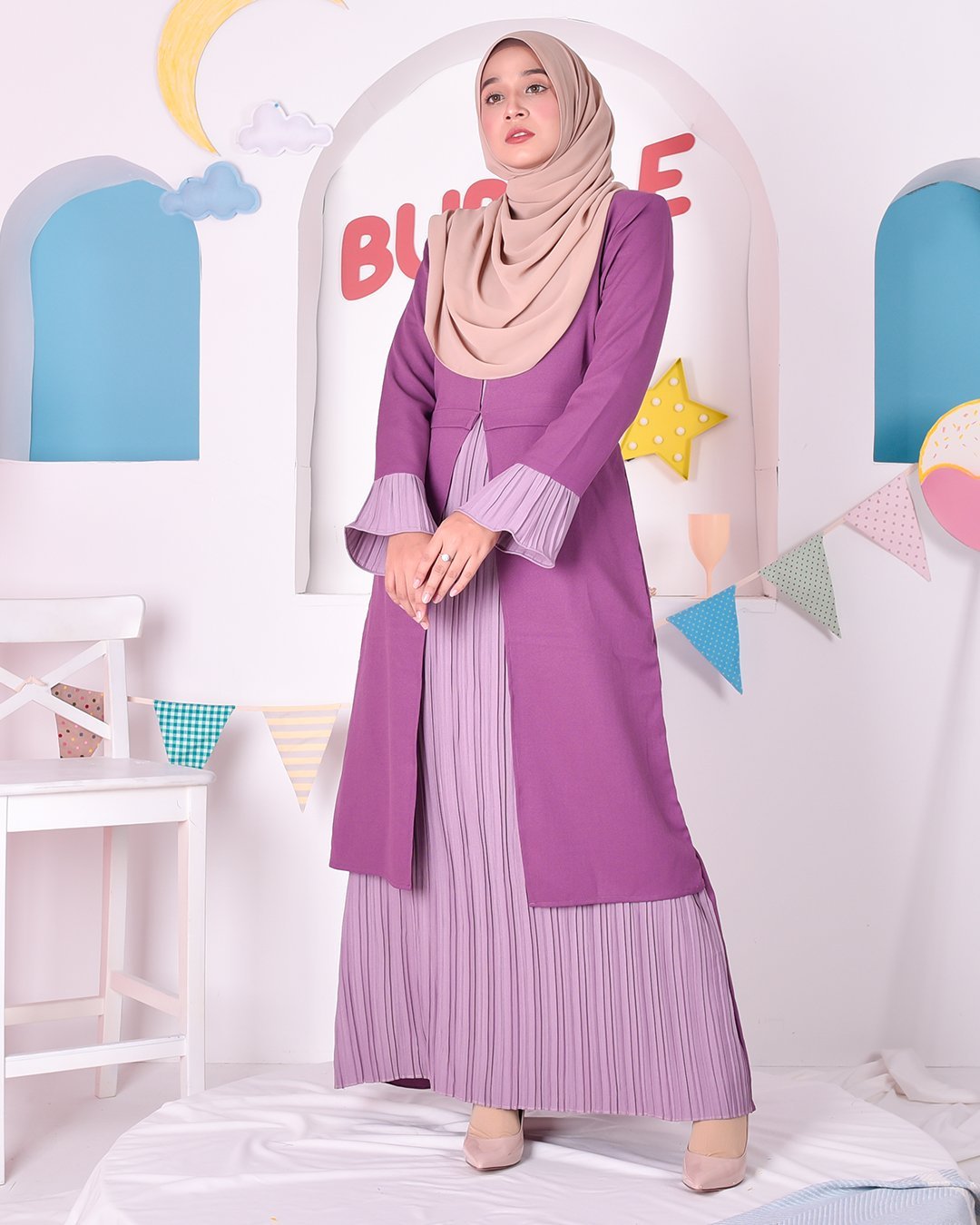 Abaya Camila Pleated - Violet Purple
