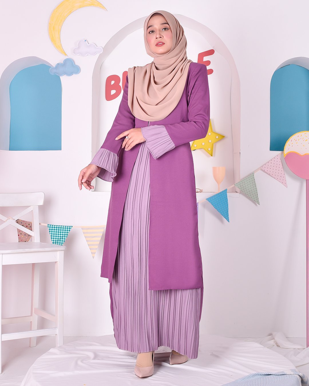 Abaya Camila Pleated - Violet Purple