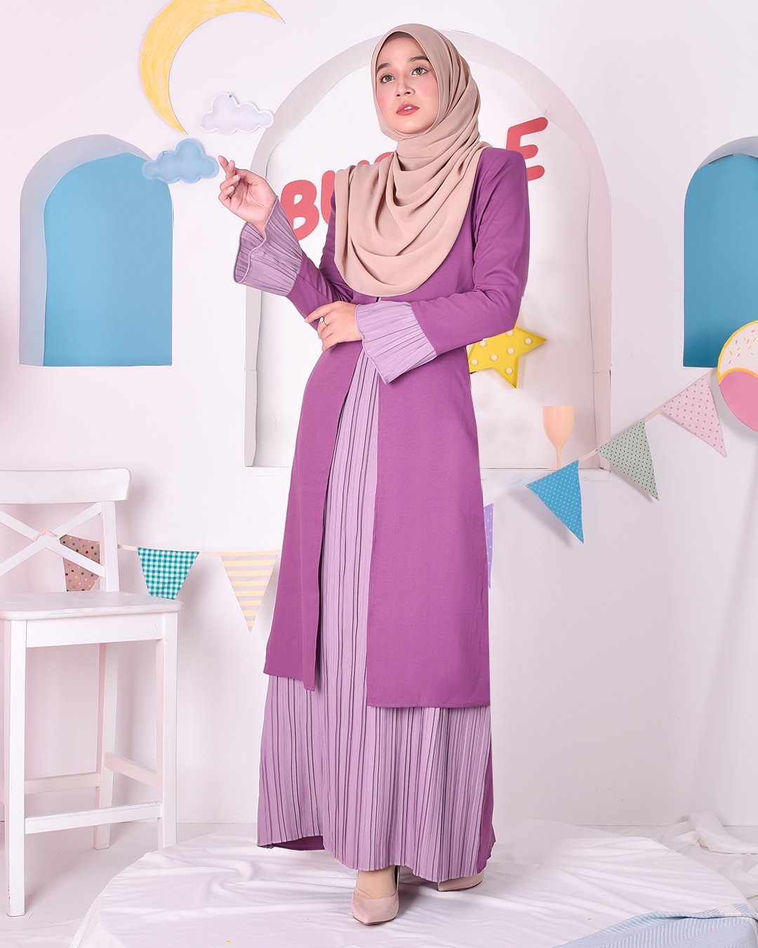 Abaya Camila Pleated - Violet Purple