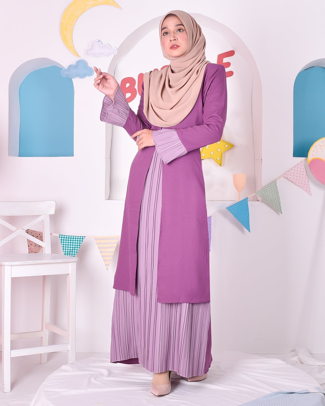 Abaya Camila Pleated - Violet Purple