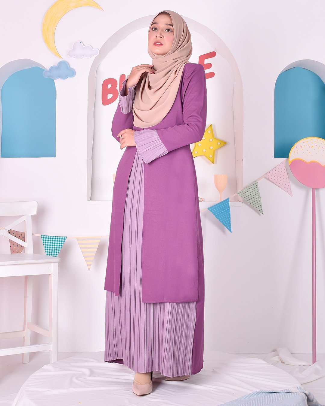 Abaya Camila Pleated - Violet Purple