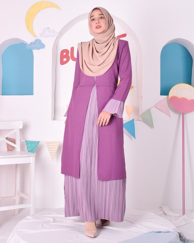 Abaya Camila Pleated - Violet Purple