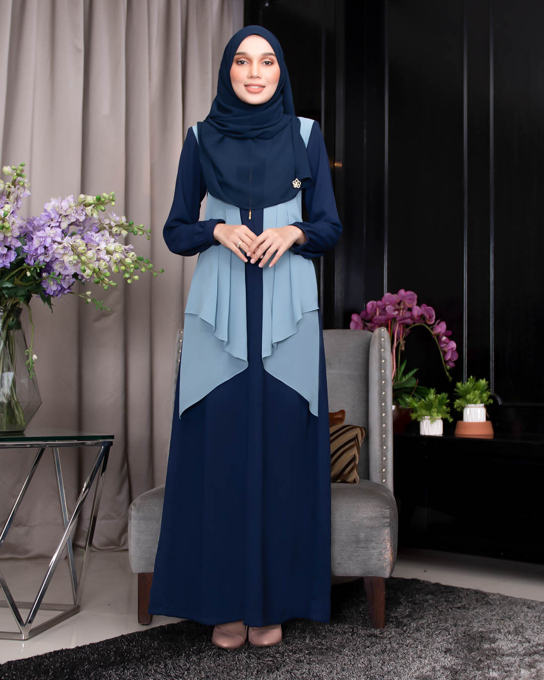 Abaya Cardi Afza - Navy Blue