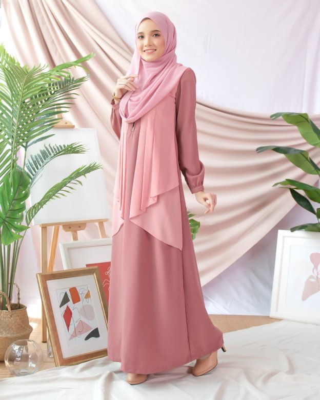 Abaya Cardi Afza - Dusty Pink