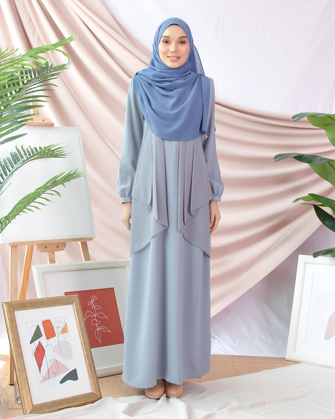 Abaya Cardi Afza - Pigeon Blue