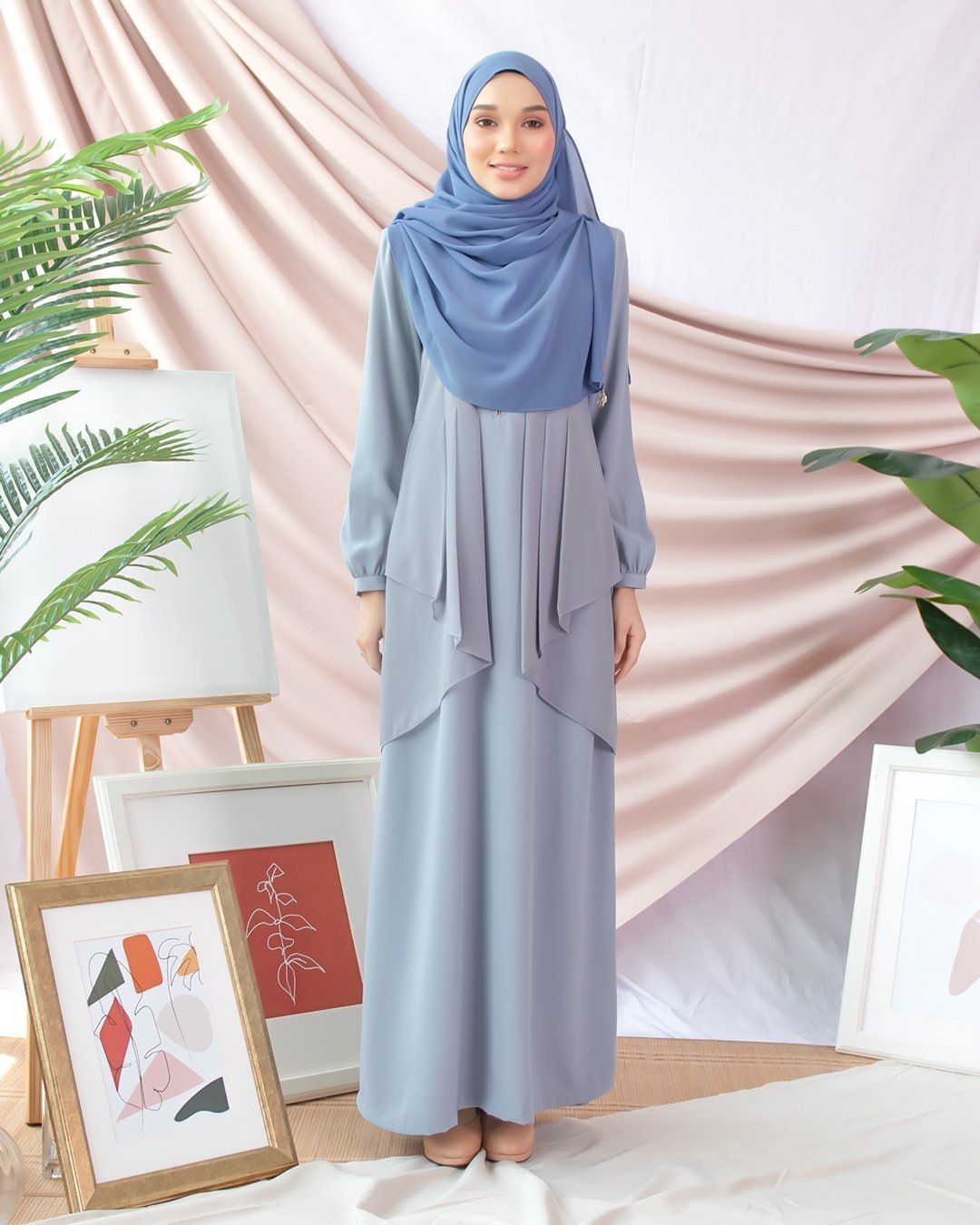 Abaya Cardi Afza - Pigeon Blue