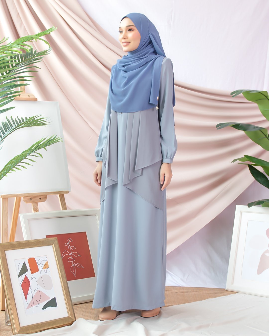 Abaya Cardi Afza - Pigeon Blue