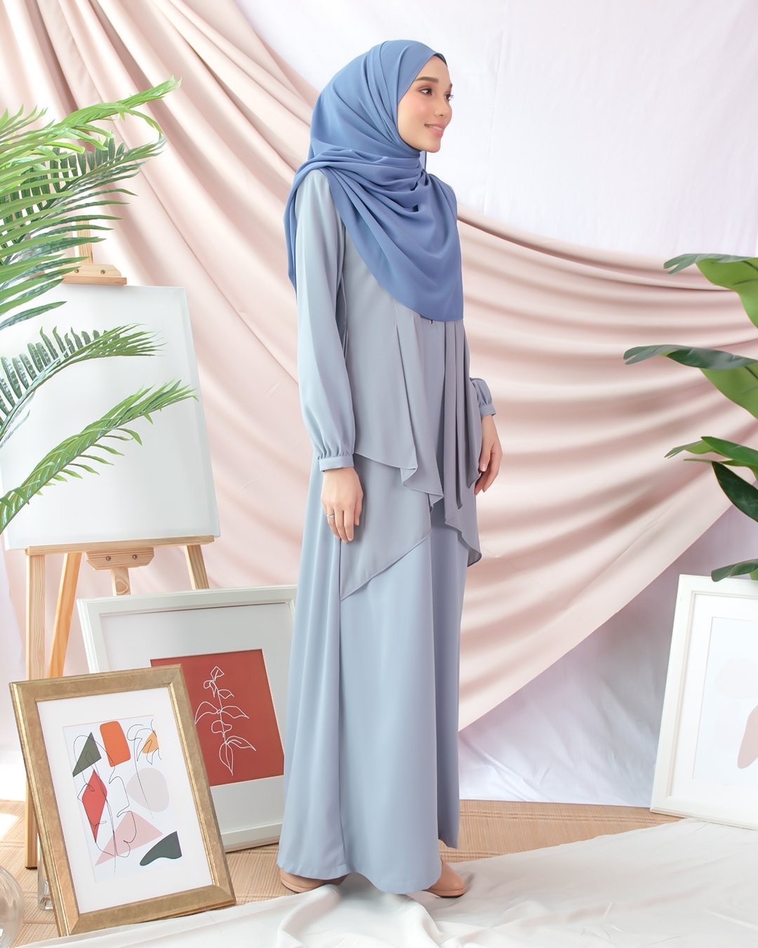 Abaya Cardi Afza - Pigeon Blue