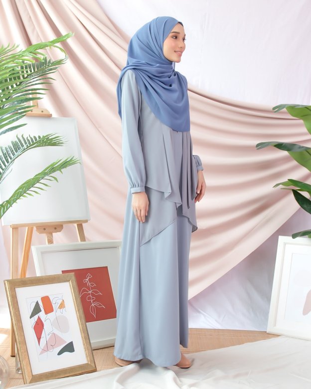 Abaya Cardi Afza - Pigeon Blue