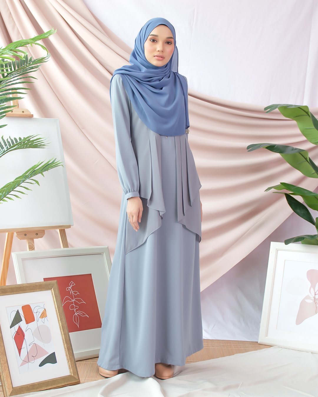 Abaya Cardi Afza - Pigeon Blue