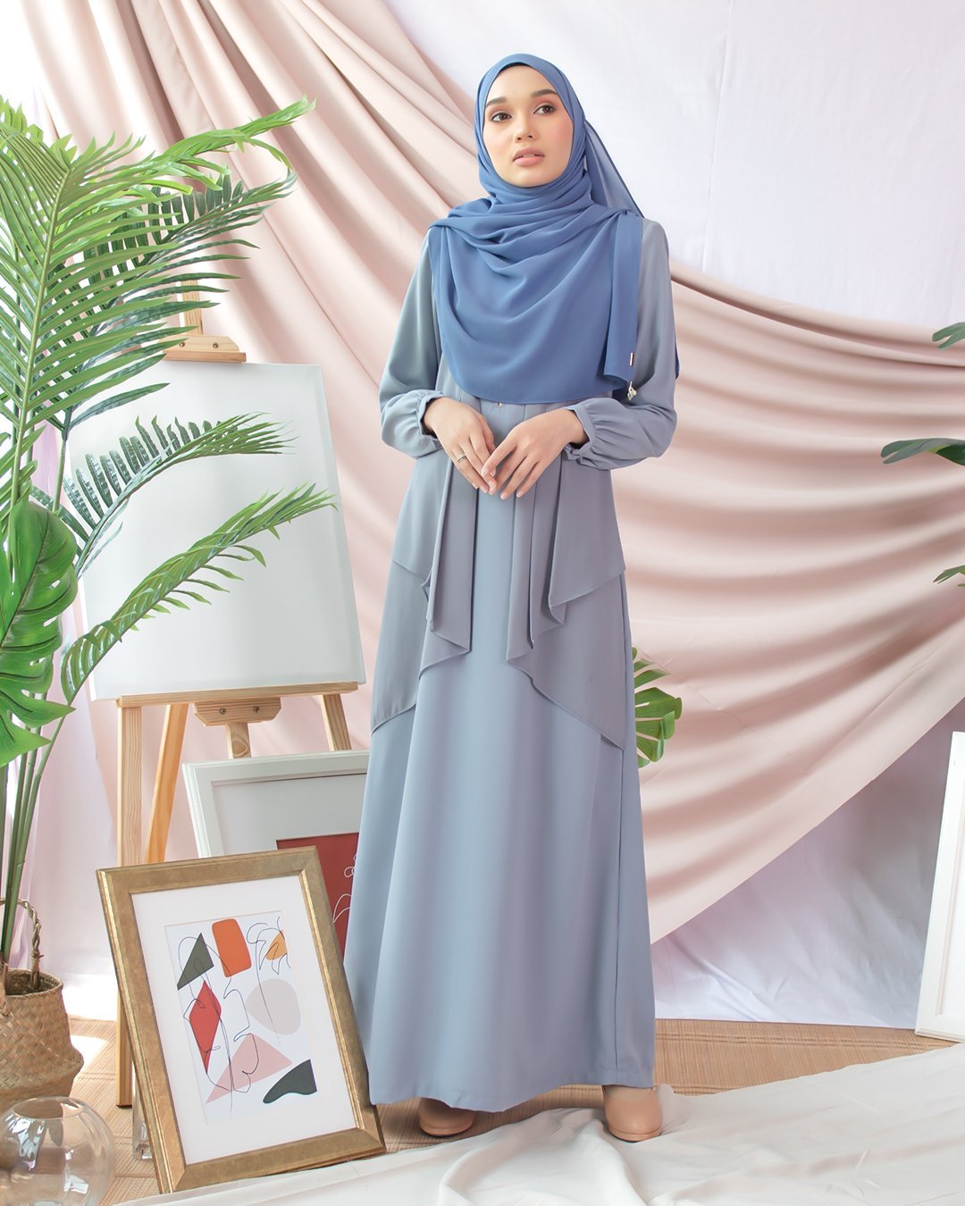 Abaya Cardi Afza - Pigeon Blue