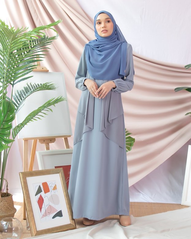 Abaya Cardi Afza - Pigeon Blue