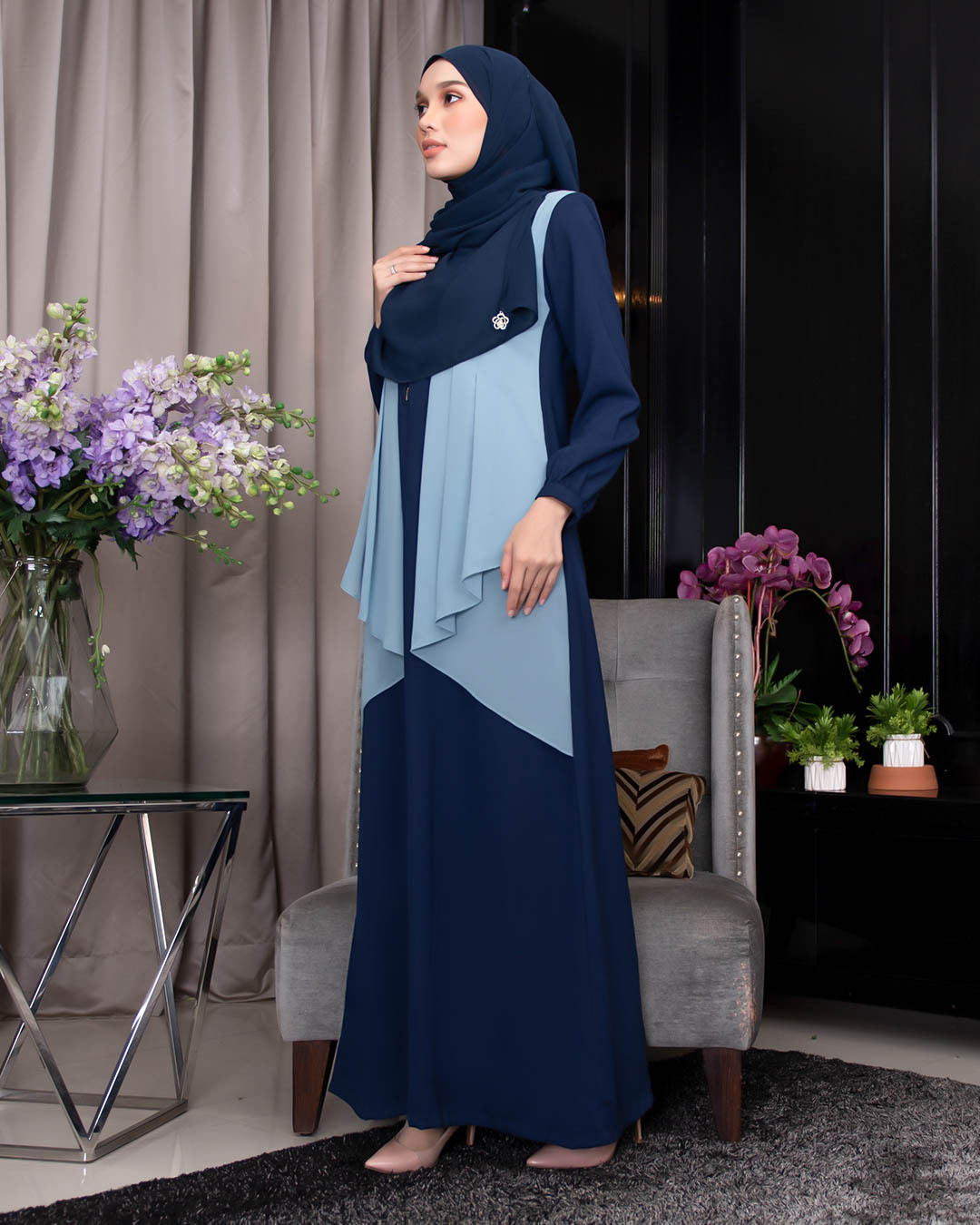 Abaya Cardi Afza - Navy Blue