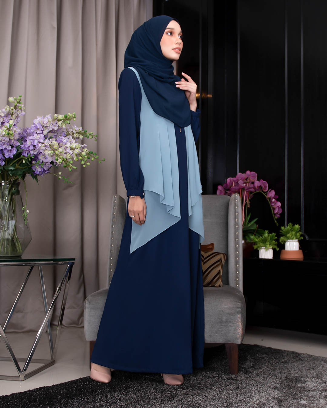 Abaya Cardi Afza - Navy Blue