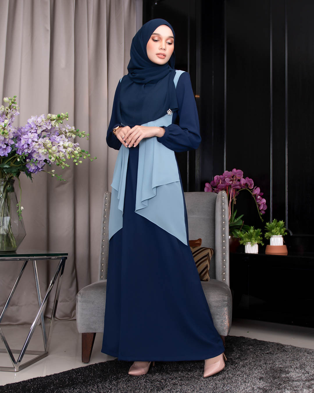Abaya Cardi Afza - Navy Blue