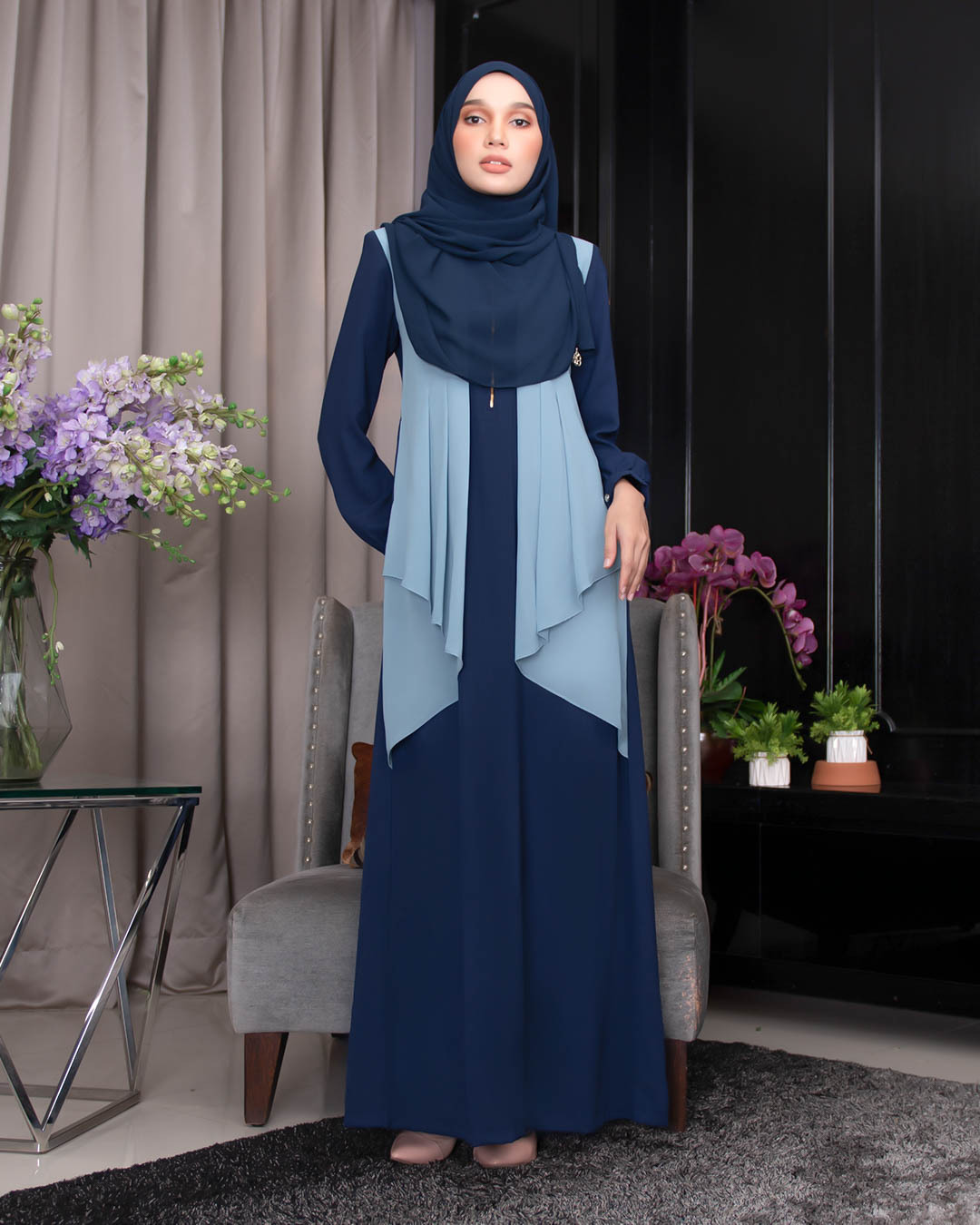 Abaya Cardi Afza - Navy Blue
