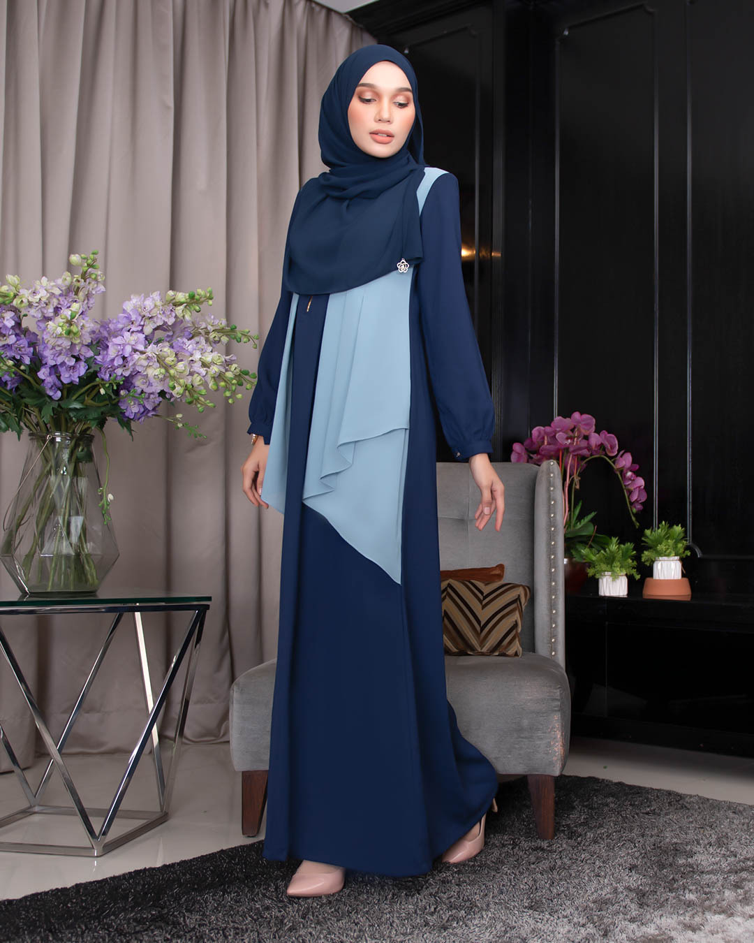 Abaya Cardi Afza - Navy Blue