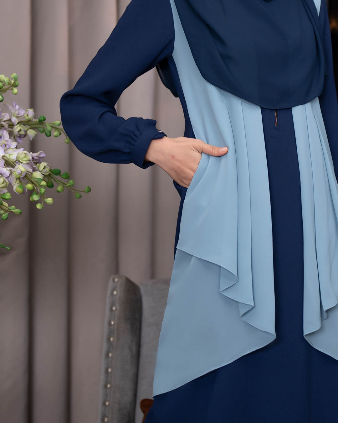Abaya Cardi Afza - Navy Blue