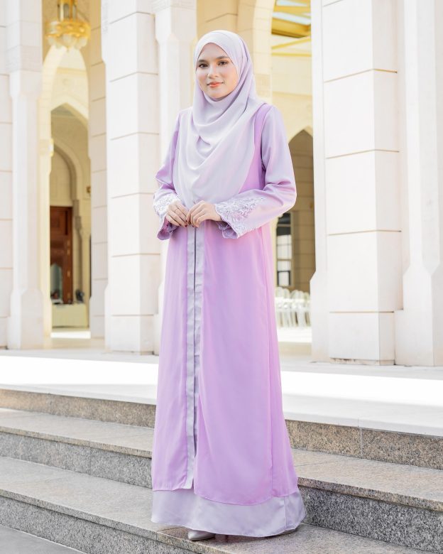 Abaya Cardi Lace Rizka - Lilac