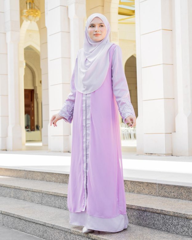 Abaya Cardi Lace Rizka - Lilac