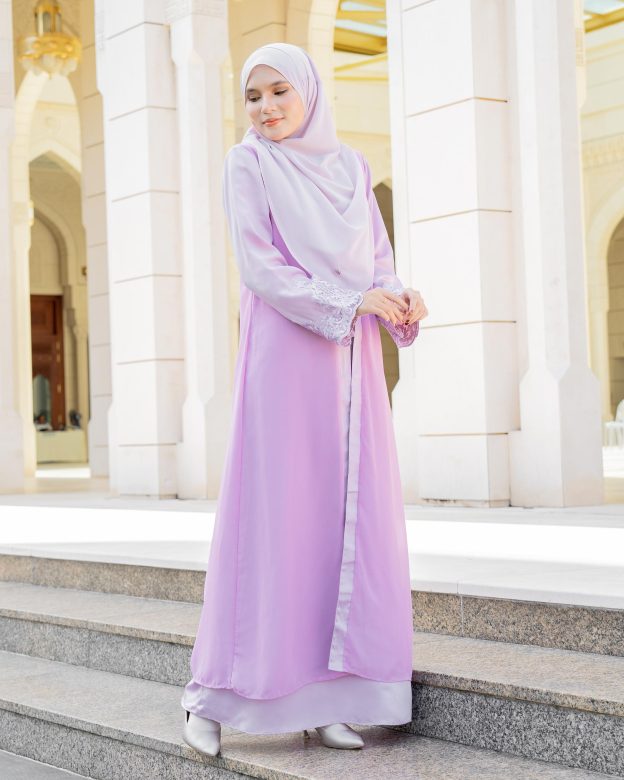 Abaya Cardi Lace Rizka - Lilac