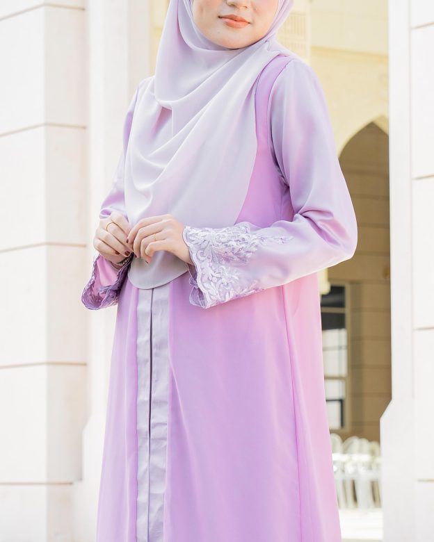 Abaya Cardi Lace Rizka - Lilac