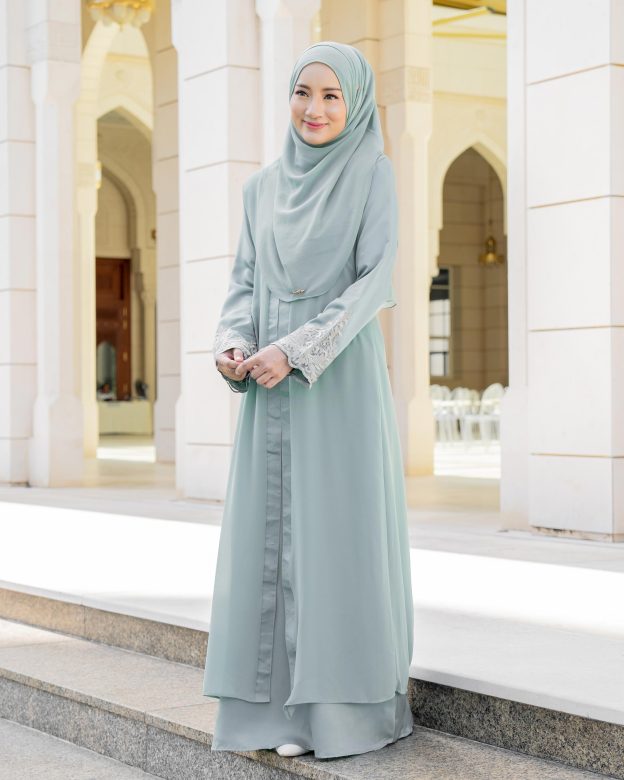 Abaya Cardi Lace Rizka - Pistachio