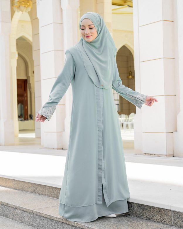 Abaya Cardi Lace Rizka - Pistachio