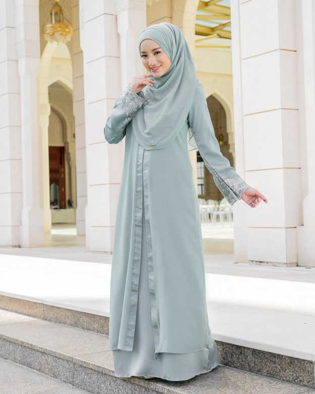 Abaya Cardi Lace Rizka - Pistachio