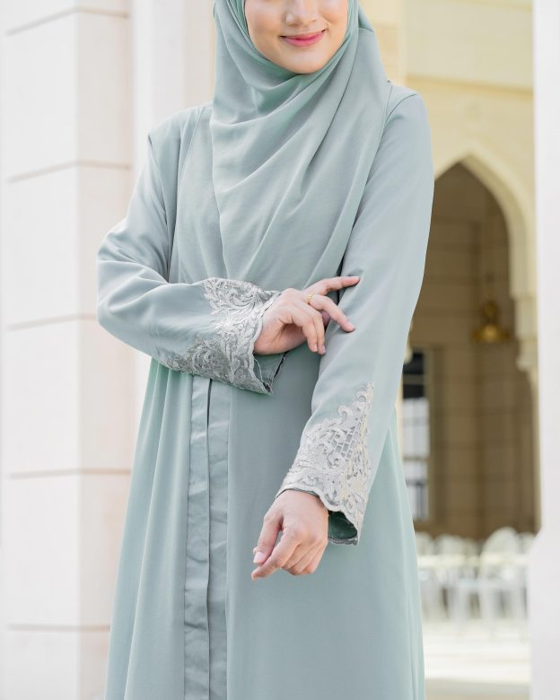 Abaya Cardi Lace Rizka - Pistachio