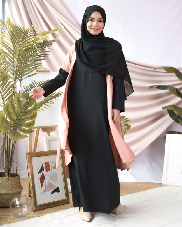 Abaya Cardi Maisarah - Black Peach