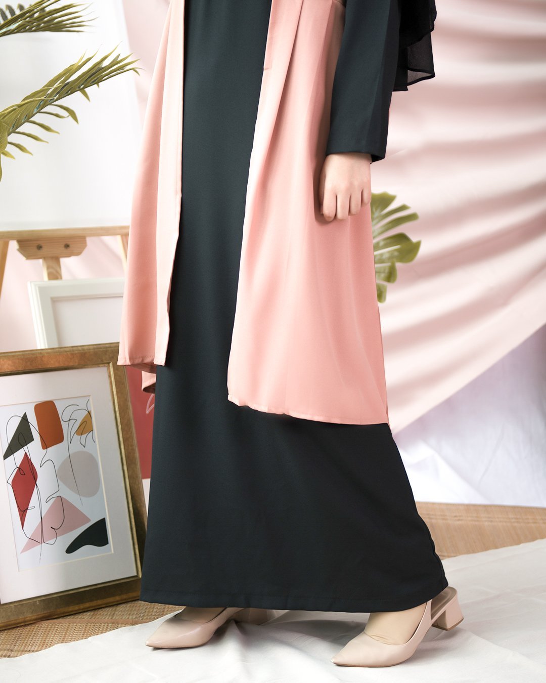 Abaya Cardi Maisarah - Black Peach