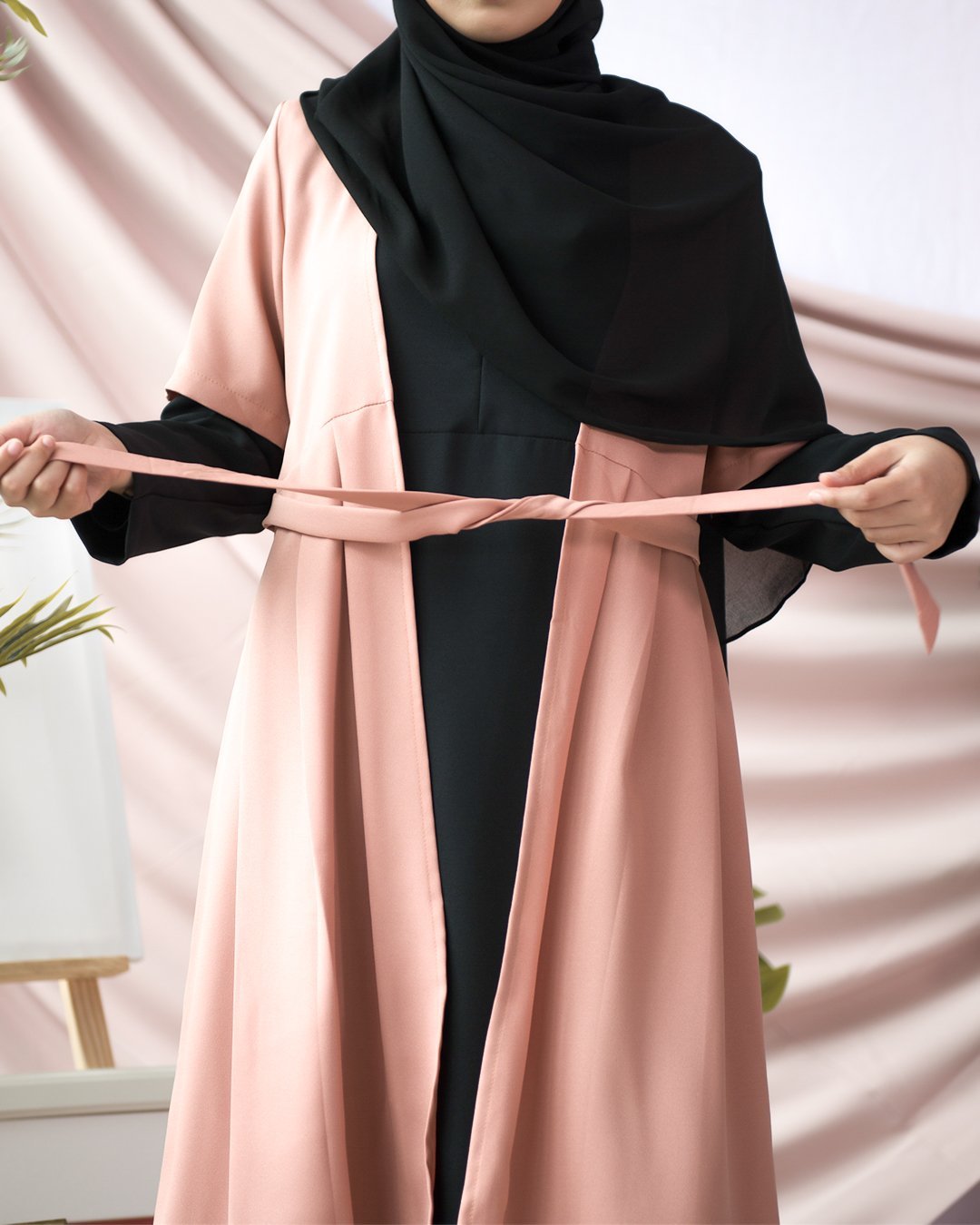 Abaya Cardi Maisarah - Black Peach
