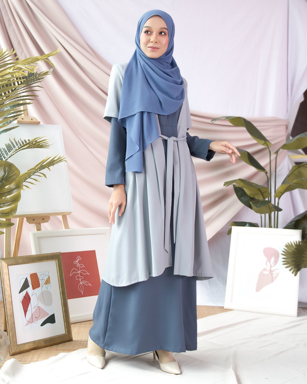 Abaya Cardi Maisarah - Sky Blue